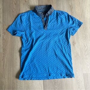 Banana Republic Slim Fit Blue Polo Shirt with Small Floral Print